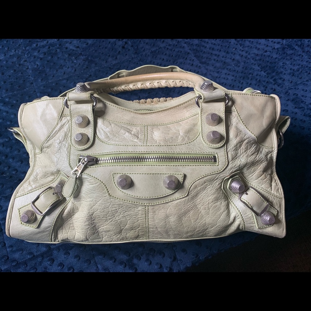 Balenciaga City Motorcycle Bag, Mint Green